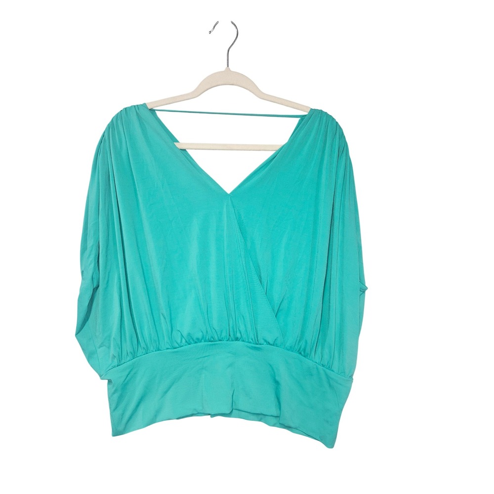 INC International Concepts Surf Green Dolman Surplice V-Neck Blouse Large NEW